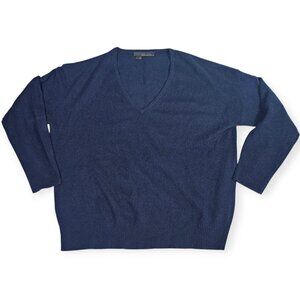 360 CASHMERE Navy Blue 100% Cashmere V-Neck Sweater Medium